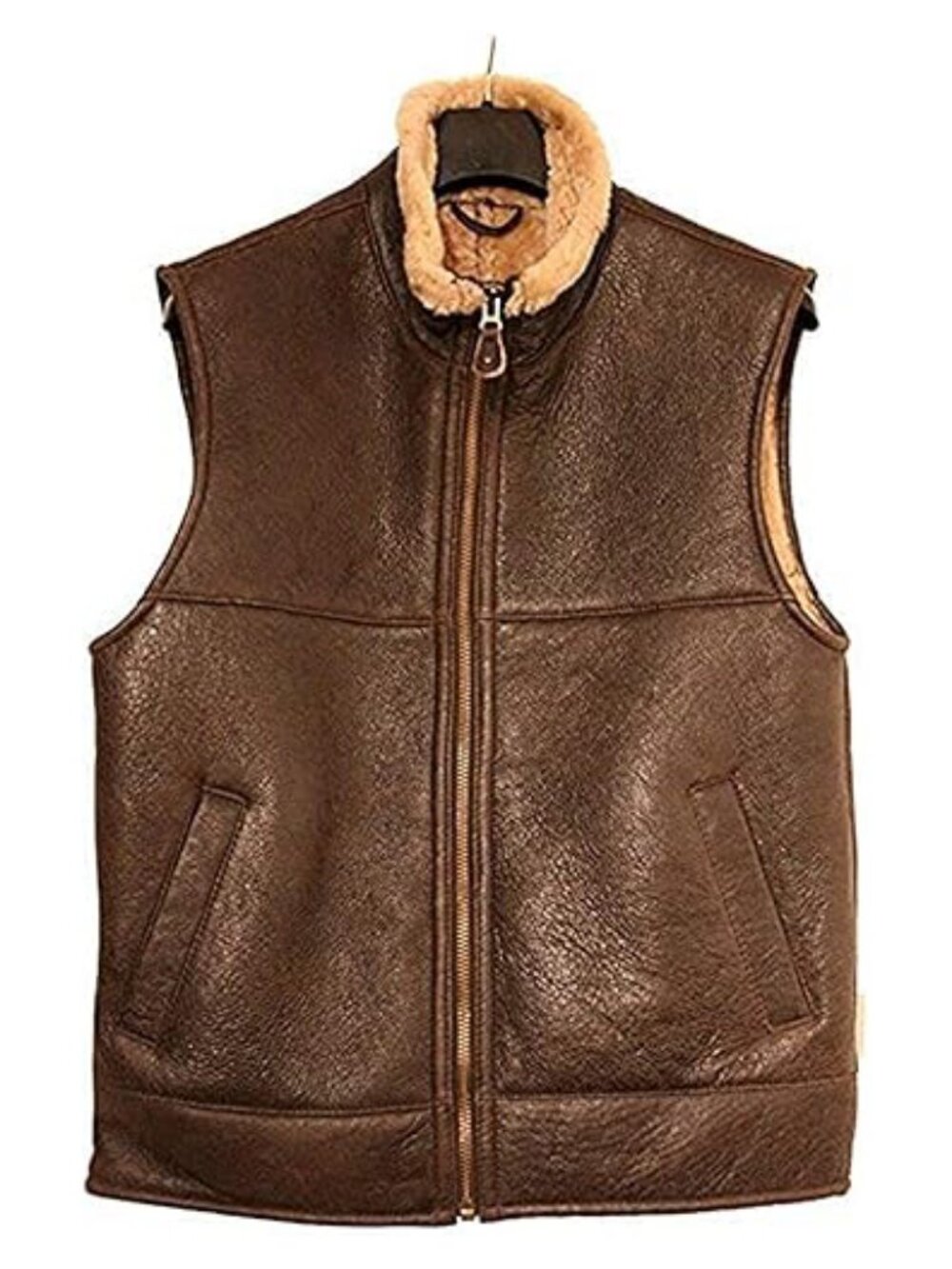 Men Genuine RAF B3 Aviator Shearling Sheepskin Flying leather Vest